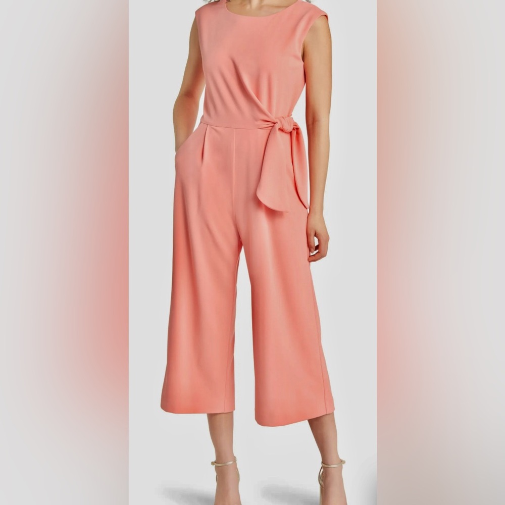 Tahari Coral Sleeveless Jumpsuit with Tie Waist